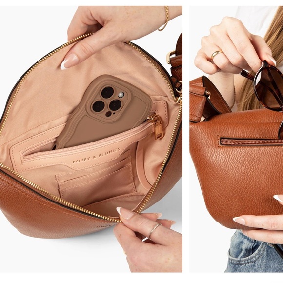 Poppy & Peonies Camel Crossbody Bag - Picture 3 of 3